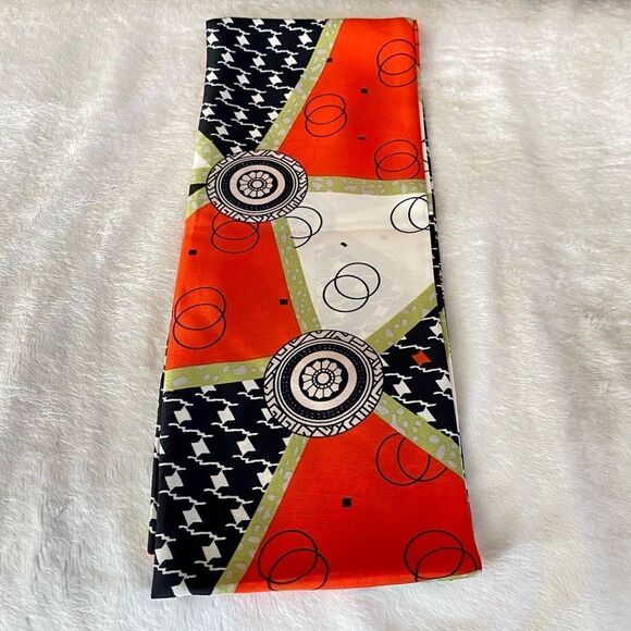 Unbranded Long Rectangle Red/Green/Black/White Abstract Print Scarf. EUC! - Picture 2 of 2